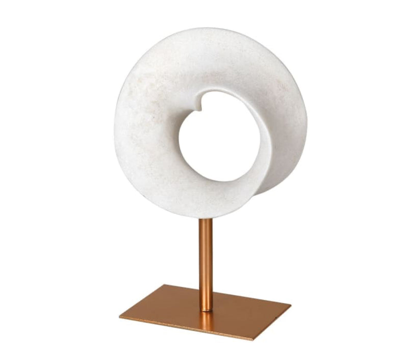 Off white resin round loop hoop on stand decoration