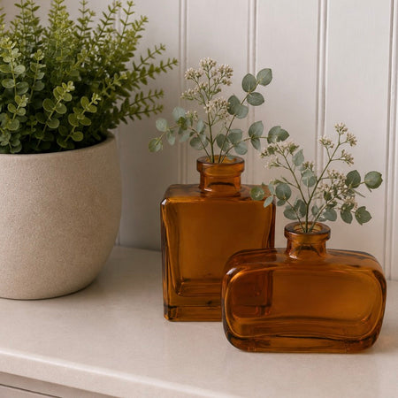Set of two amber bottles 10cm