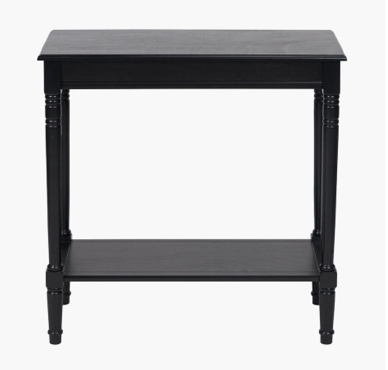 Black rectangular turned leg console table