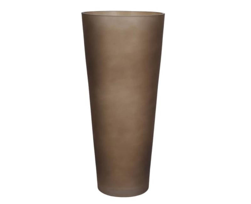Smokey brown glass fluted vase