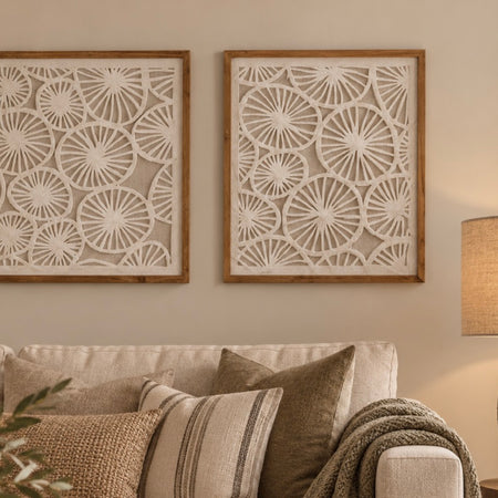 Cut out patterned framed artwork set of two