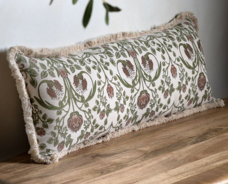 Oblong long floral cushion 30cm by 90cm