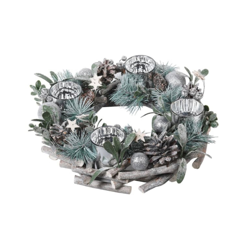 Round pinecone festive candle holder centre piece