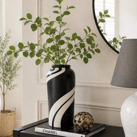 Black and white ceramic mono vase 30cm and 39cm 2 sizes