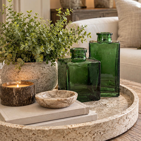Green Glass Bottle Bud Vase 2 sizes