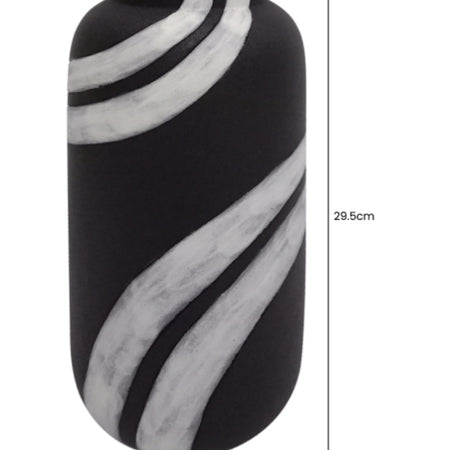 Black and white ceramic mono vase 30cm