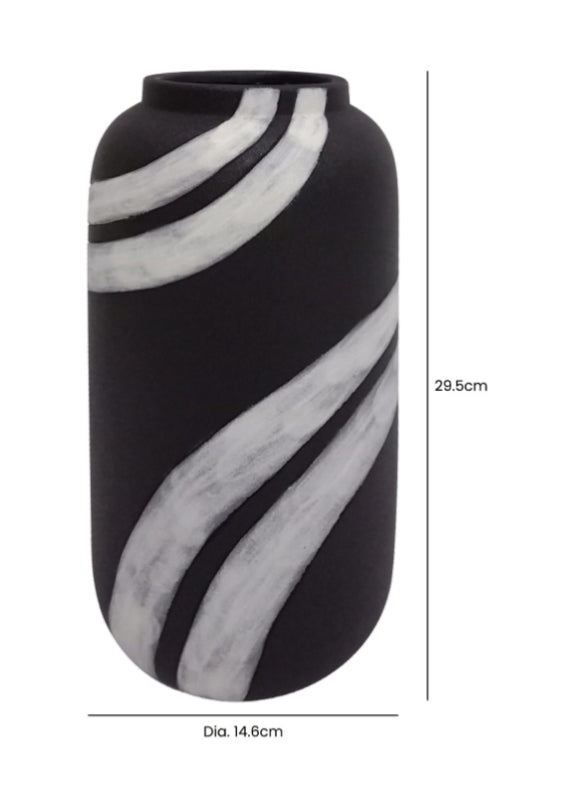 Black and white ceramic mono vase 30cm