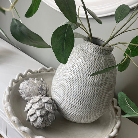 White woven textured vase