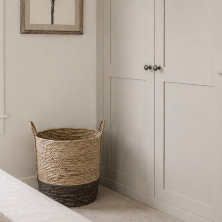 Chunky two tone grey neutral basket laundry tall basket