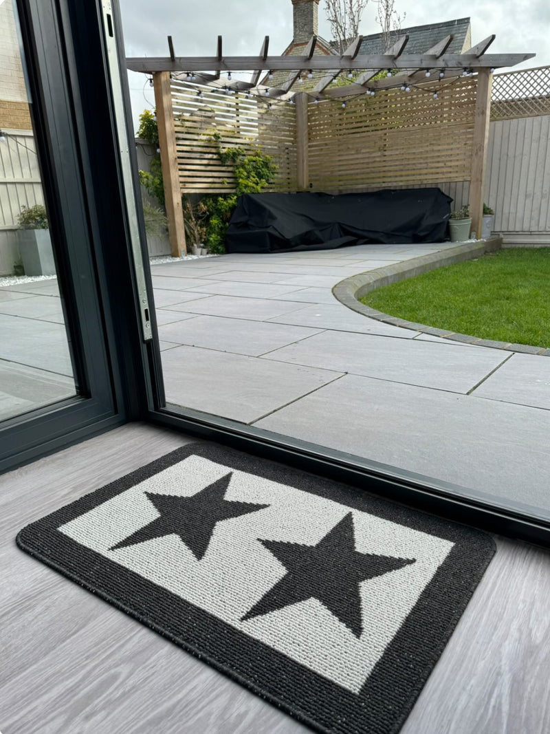 Charcoal Star Door washable Mat Rug 80x50cm and 67x100cm