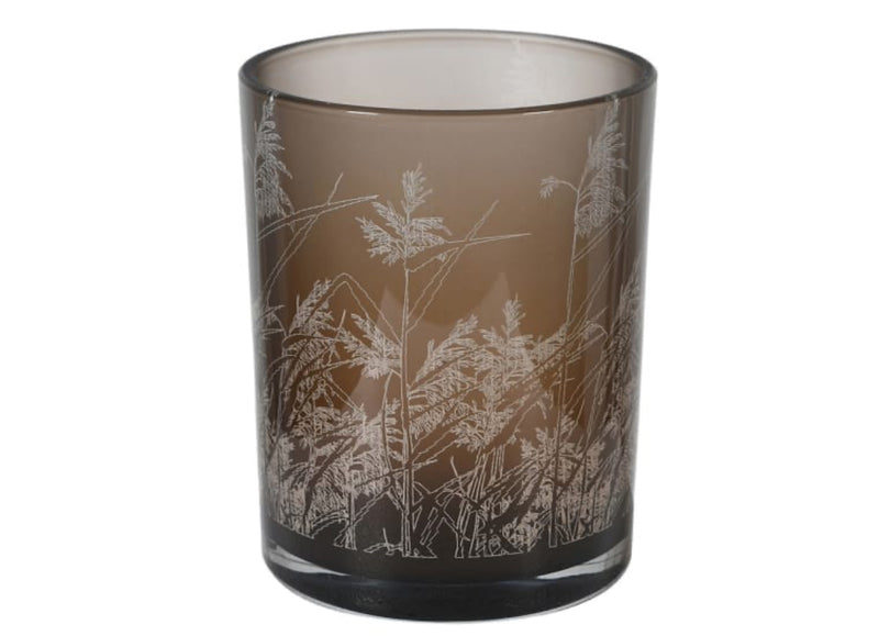 Brown grass leaf detail candle holder 2 sizes