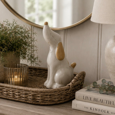 Two Tone Natural Posed Dog Ornament