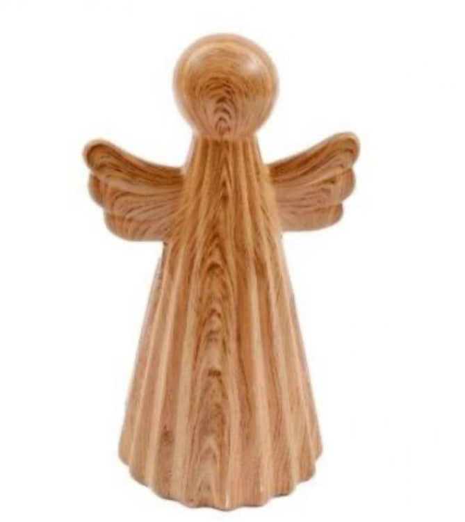 Wood Effect Ceramic Standing Angel, 2 Sizes