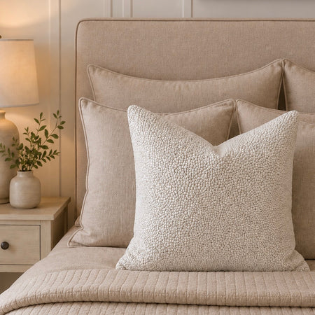 Cream Oyster White textured Bingham dot cushion 43cm