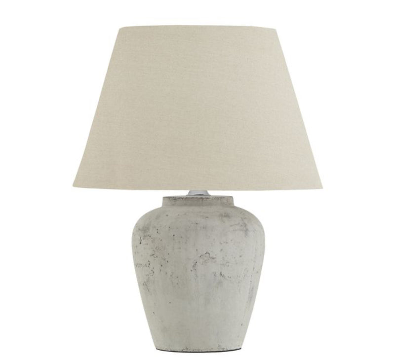 Darcy stone rustic lamp with linen shade
