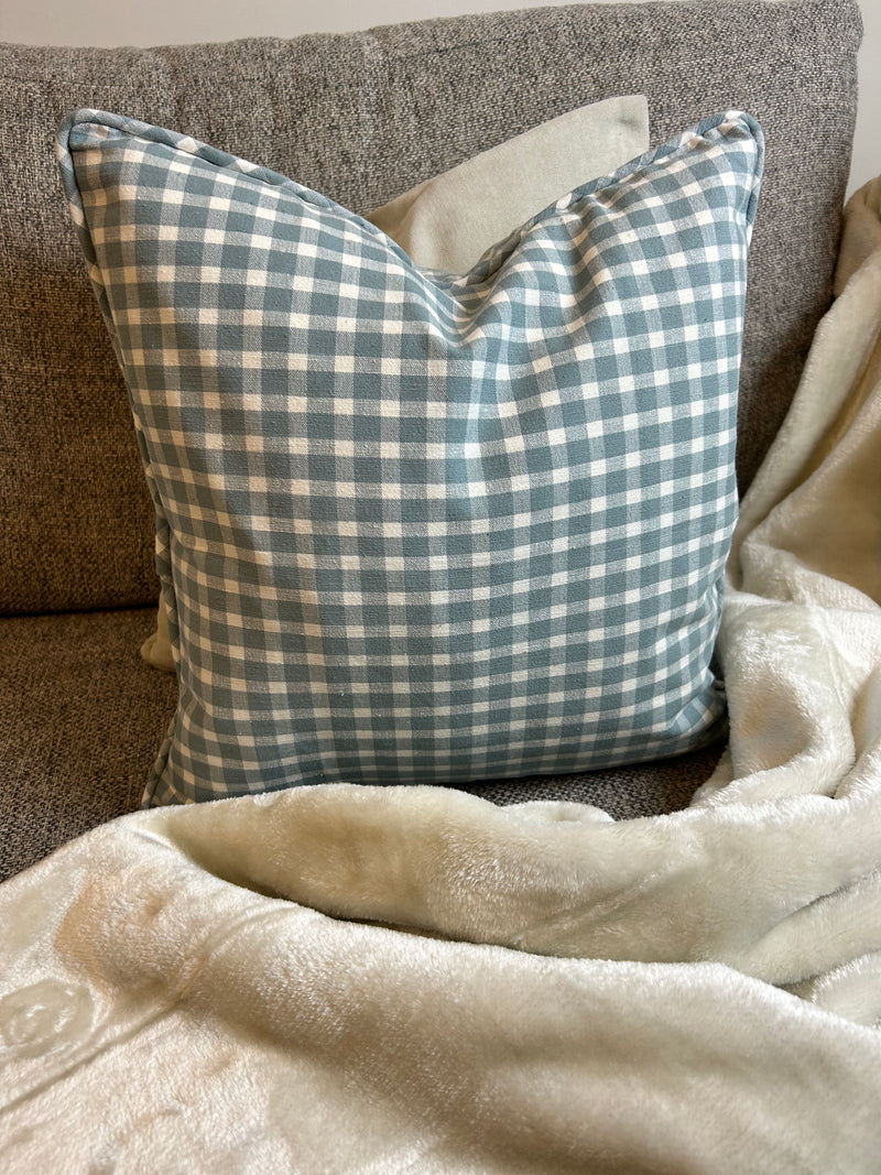 Portland check blue cushion