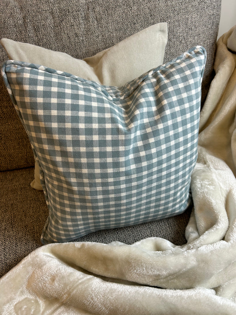 Portland check blue cushion