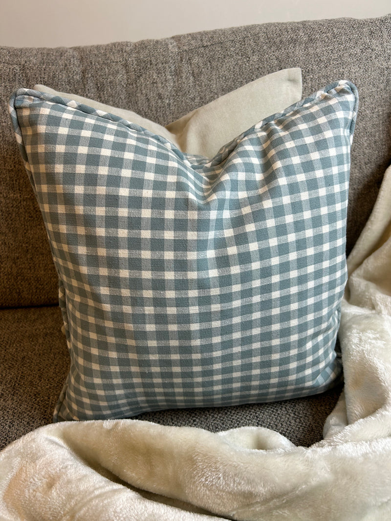 Portland check blue cushion