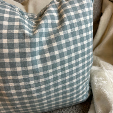 Portland check blue cushion