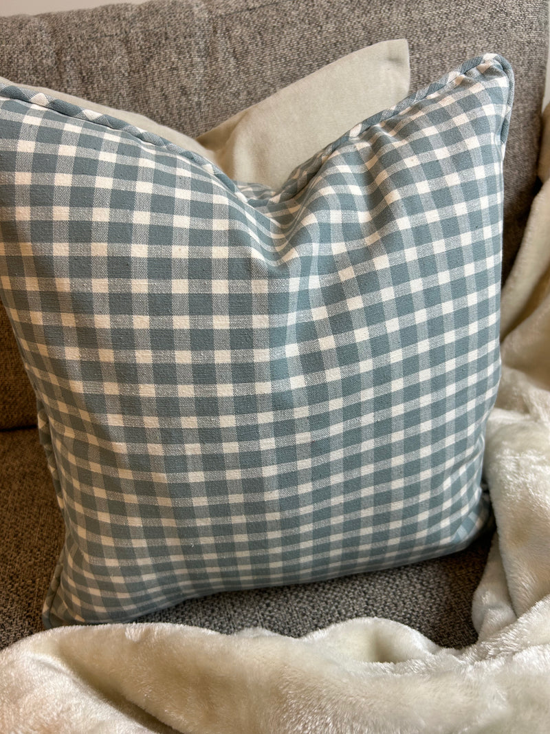 Portland check blue cushion