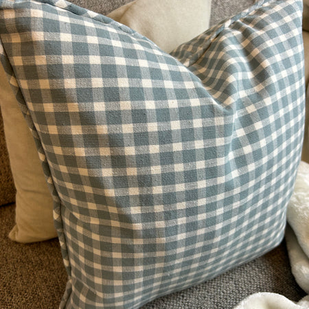 Portland check blue cushion