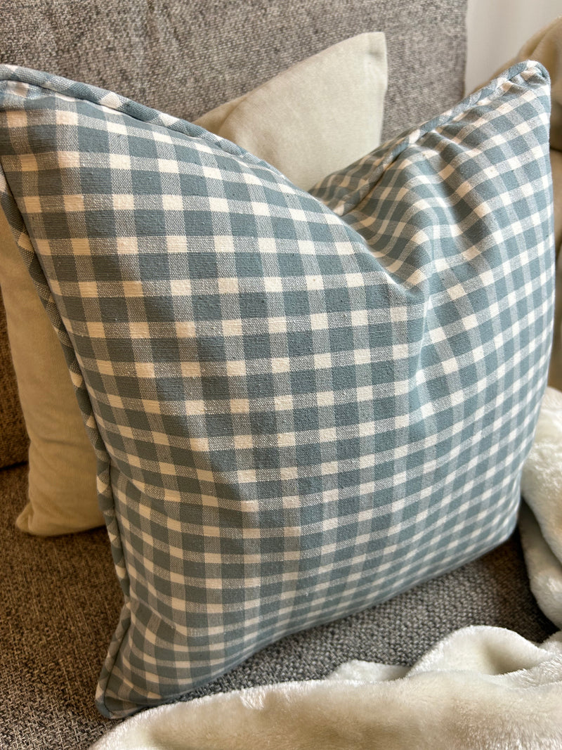 Portland check blue cushion