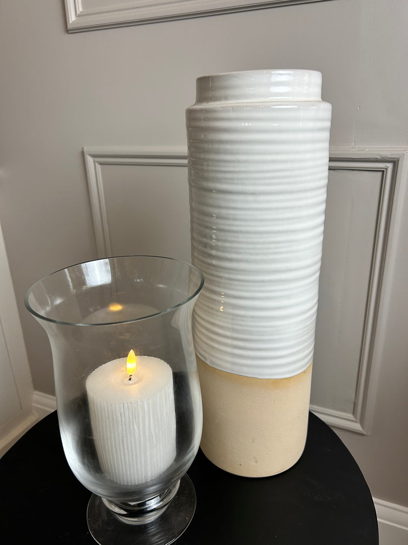 Tall ribbed two tone vase