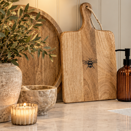 Wooden paddle chopping serving board