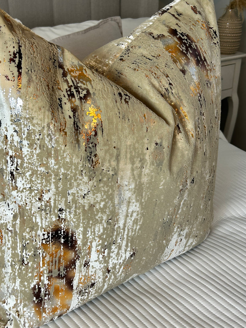 Torcello Natural Taupe beige Bronze Gold Feather Cushion 45cm & 56cm