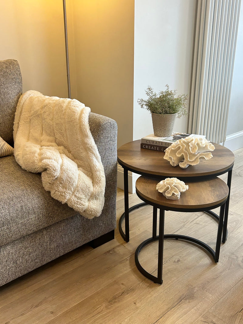 Wood & Metal Round Nest of Tables