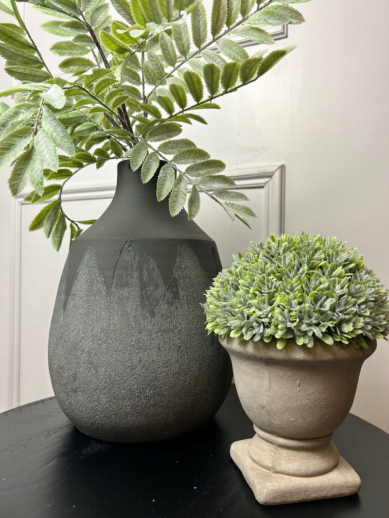 Dark grey rustic textured chunky vase