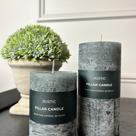 Slate black rustic pillar candle