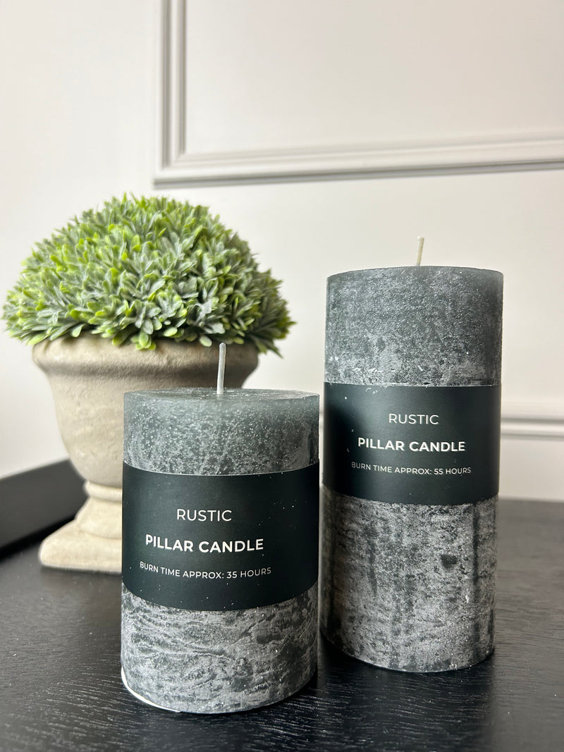 Slate black rustic pillar candle