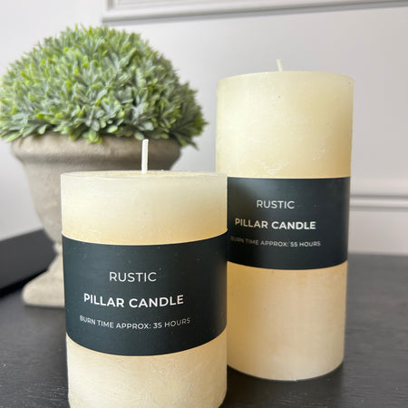 Ivory rustic pillar candle