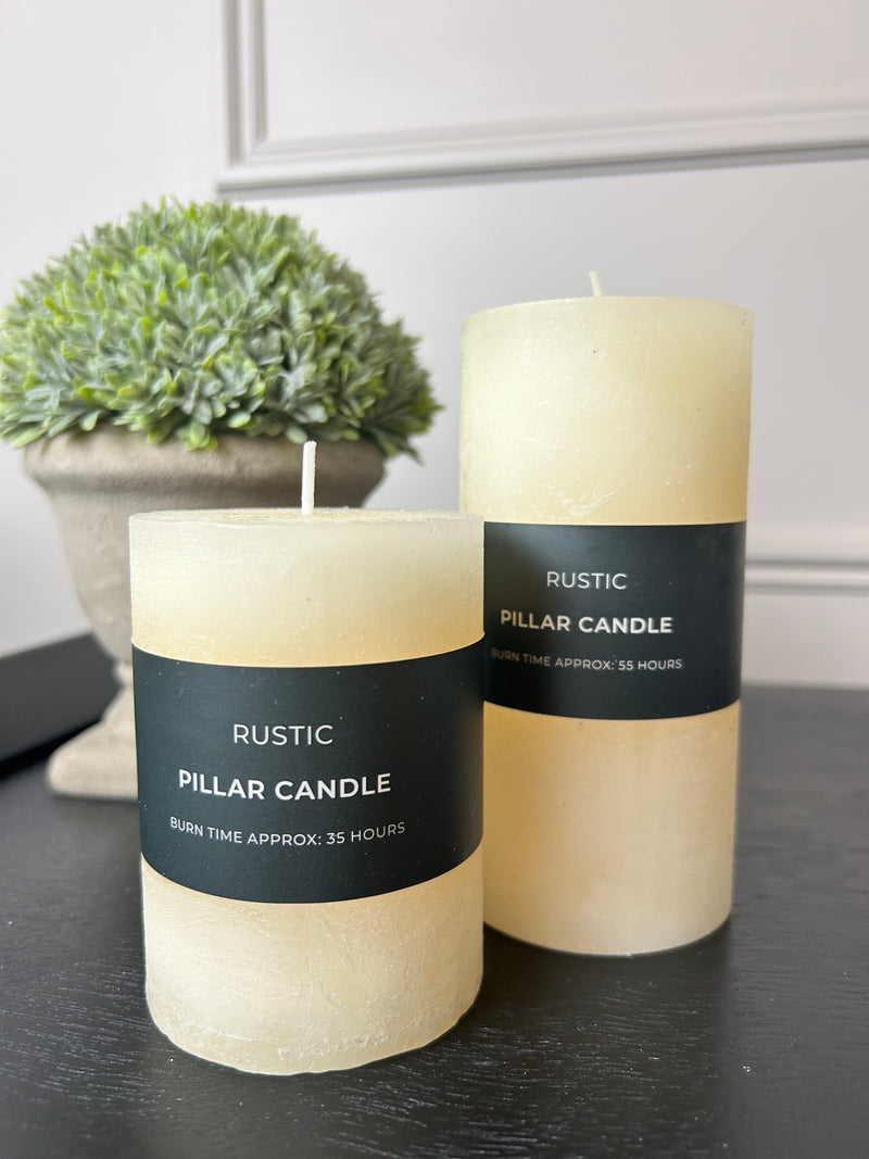 Ivory rustic pillar candle