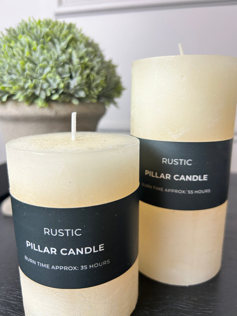 Ivory rustic pillar candle