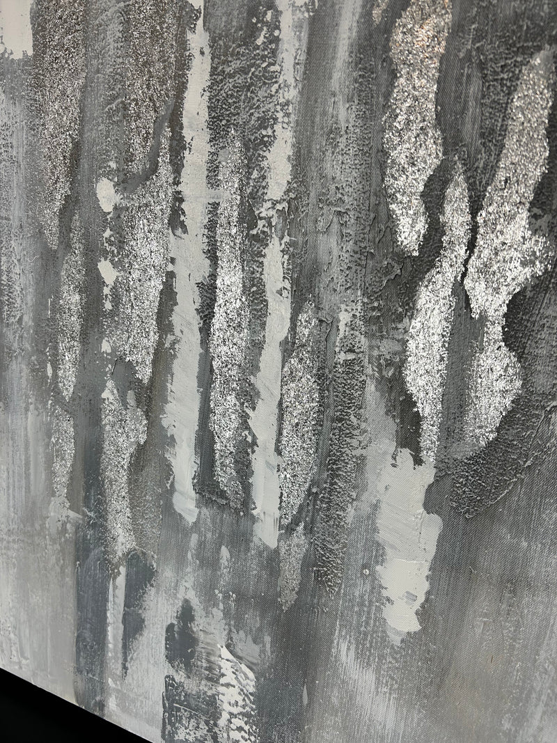 Silver and Grey Abstract Canvas 90x90