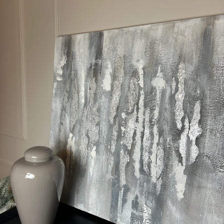 Silver and Grey Abstract Canvas 90x90