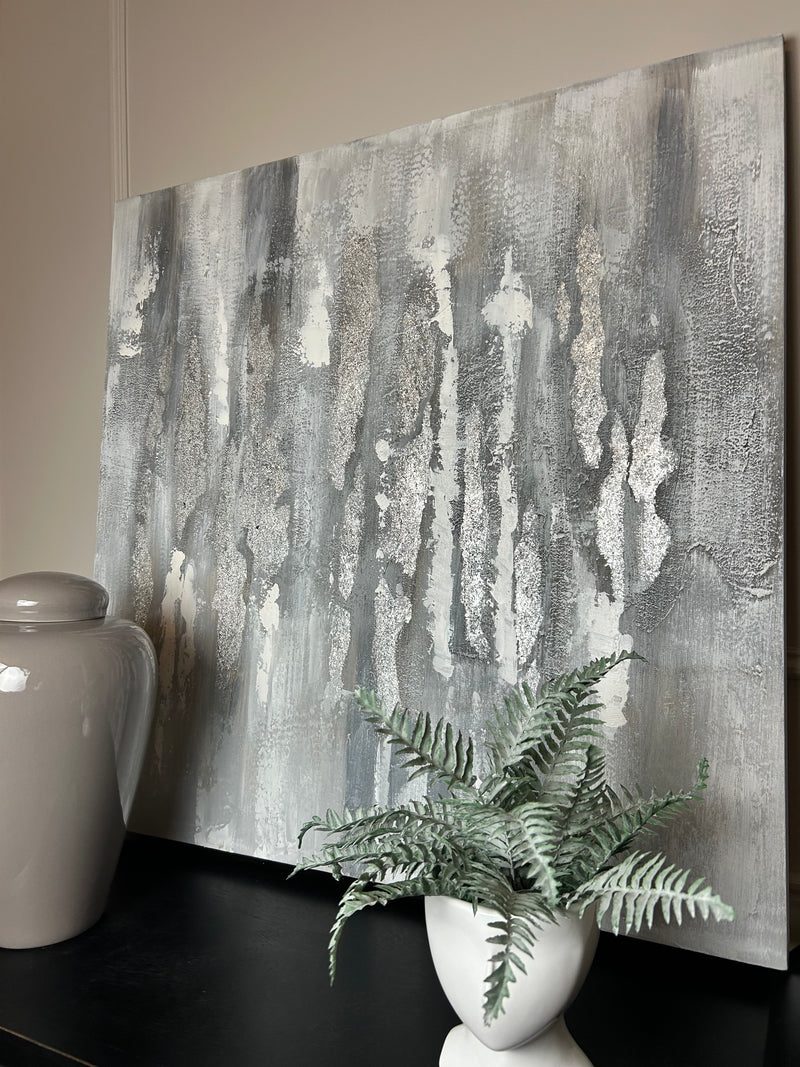 Silver and Grey Abstract Canvas 90x90