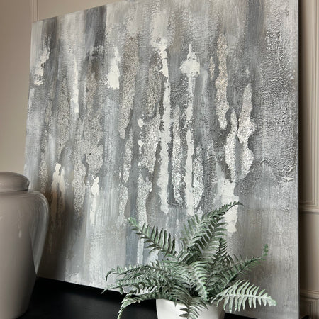 Silver and Grey Abstract Canvas 90x90