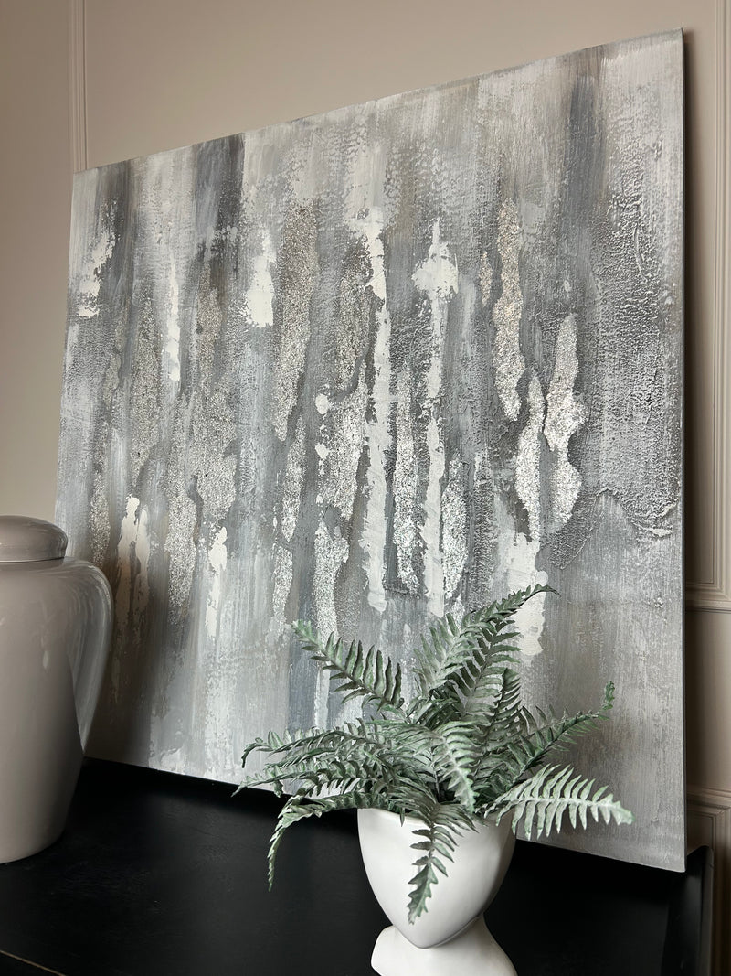 Silver and Grey Abstract Canvas 90x90