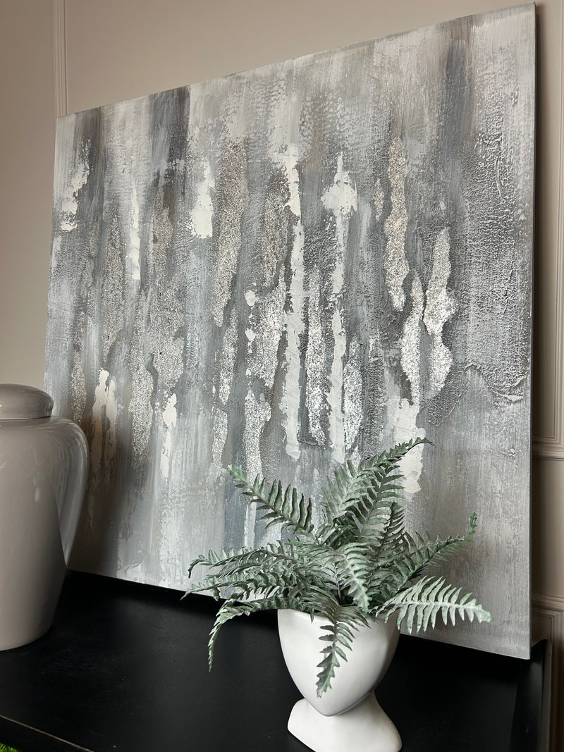 Silver and Grey Abstract Canvas 90x90