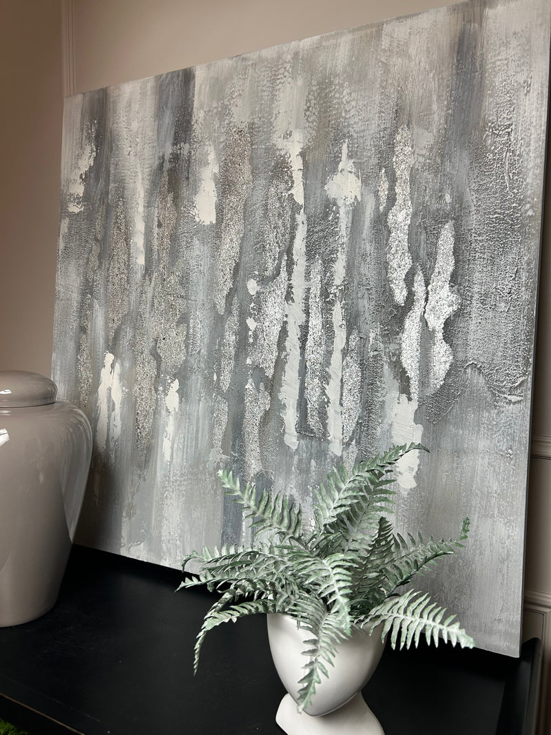 Silver and Grey Abstract Canvas 90x90
