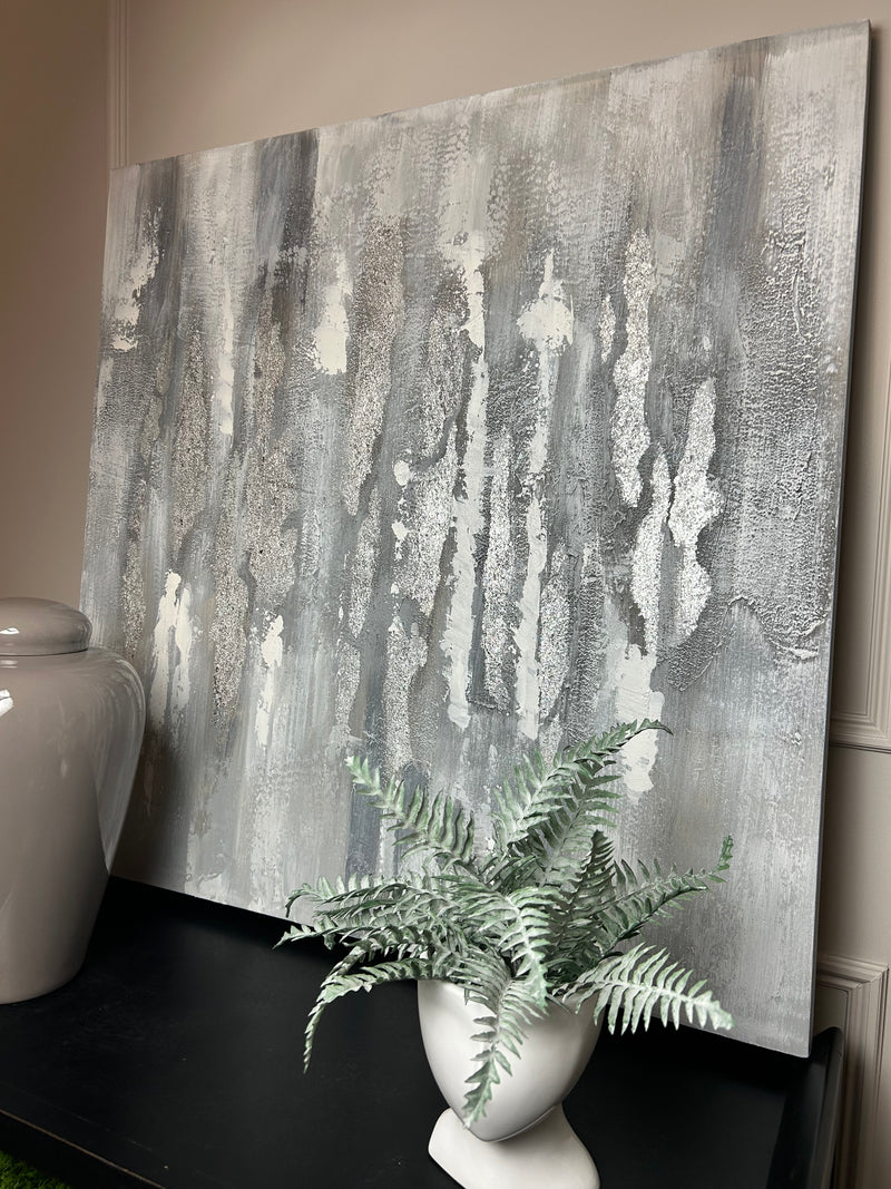 Silver and Grey Abstract Canvas 90x90