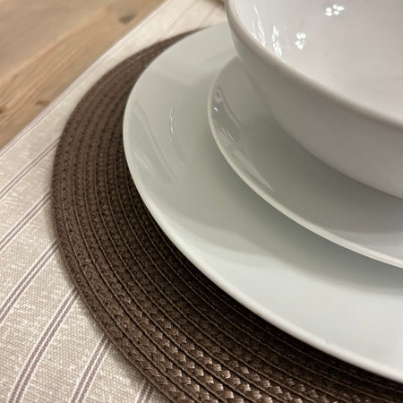 Round textured truffle brown taupe placemats set of 4