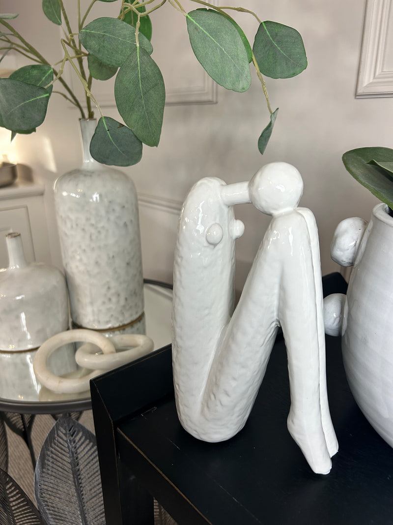 White modern sitting figure sculpture female body decoration