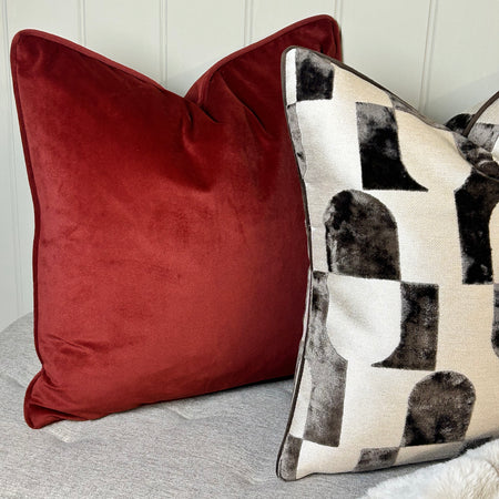 Paprika burnt red Matt Velvet Piped Edge Cushion 43cm
