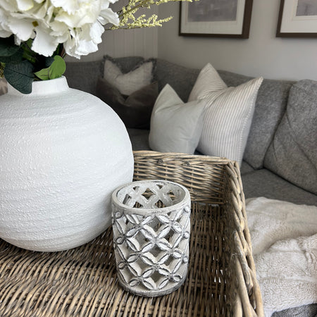 Grey wash geo candle holder