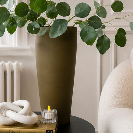 Smokey brown glass fluted vase