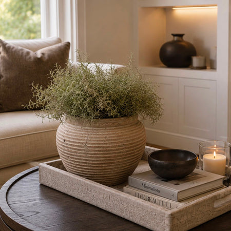 Siena Brown rustic ribbed planter vase